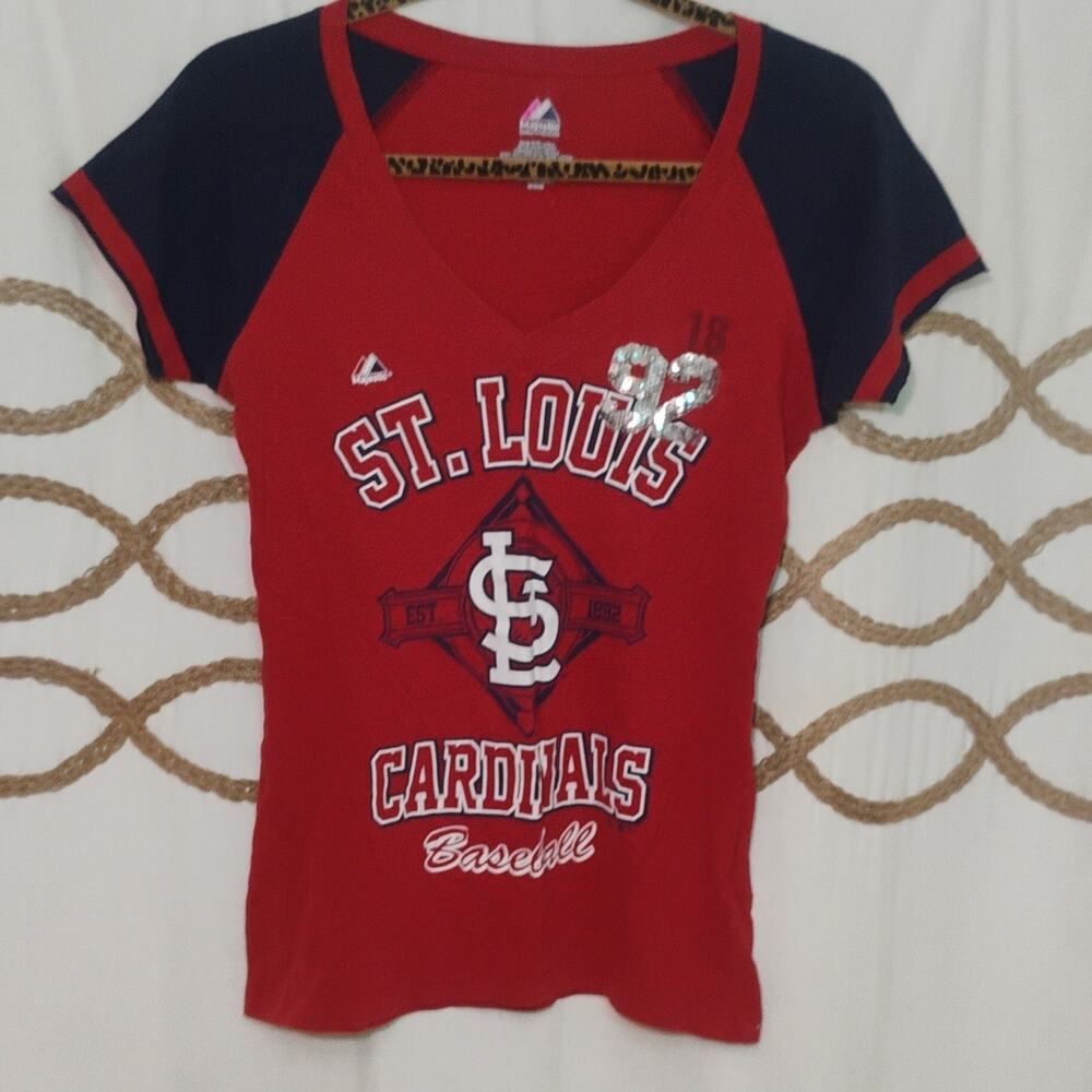 Majestic St. Louis Cardinals Red Navy T-Shirt Size M MLB Baseball